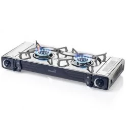 Réchaud à Gaz 2 Feux - Skandika Brann - Camping - Allumage Piezo - Mallette -Matériel De Pêche rechaud a gaz 2 feux skandika brann camping allumage piezo mallette 1